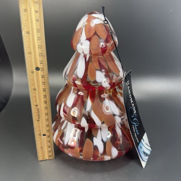 Zorza Glassworks Poland Christmas Tree 9inch Glass Tree New With Tag Hollow VTG - Picture 2 of 11